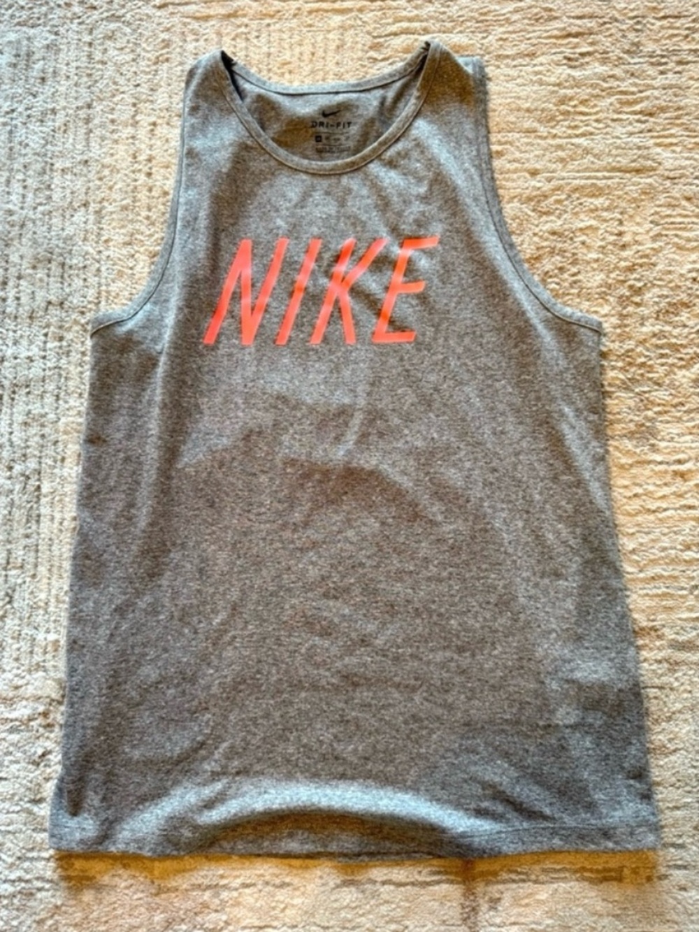 Nike Gray Muscle Tank with Coral Logo